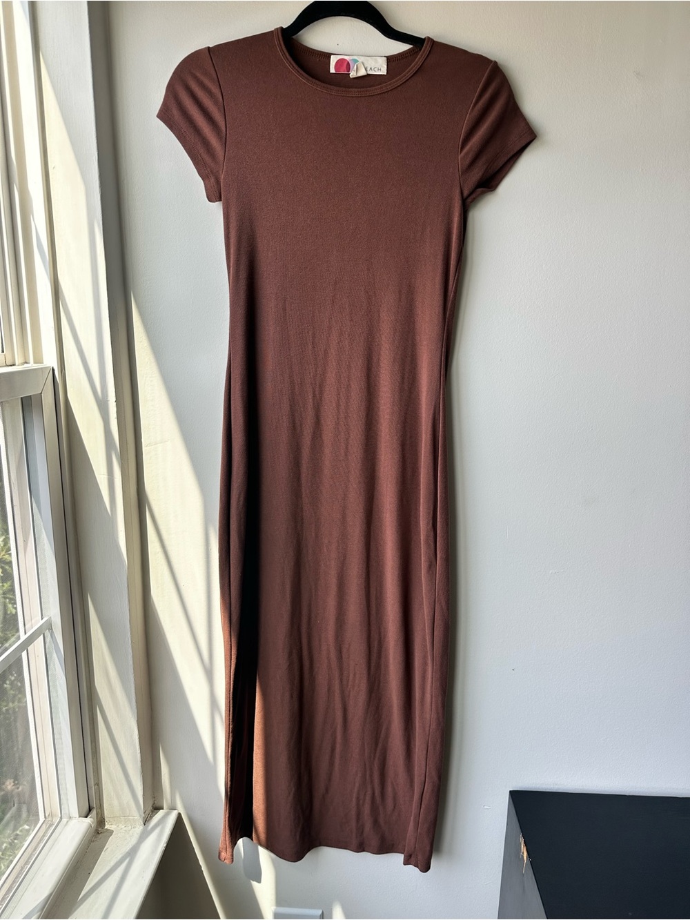 Free People Beach Short-Sleeve Maxi Dress in Brown Size XSmall